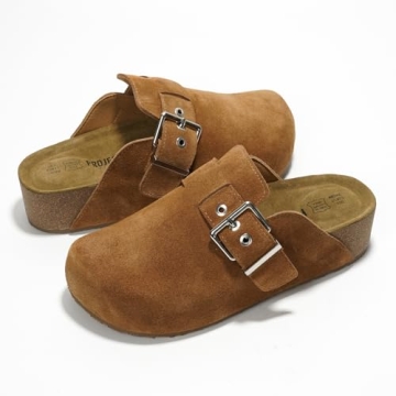 Project Cloud Clogs for Women - Memory Foam Women's Mules & Clogs, Wedges Heels for Women - Platform Clogs for Women Footwear, Womens Clogs - Mules for Women 2024 (Rhona, Chestnut, 7.5)