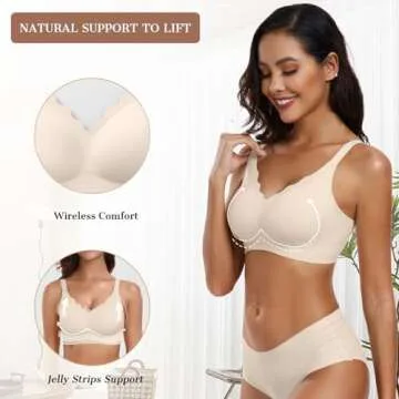 OEAK Women's Wireless Bras Push Up Support Full Coverage Bralettes No Underwire Comfortable Everyday...
