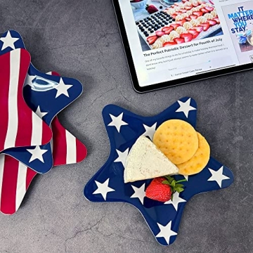 Set of 4 Melamine Star Plates for 4th of July Celebrations
