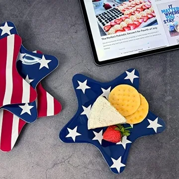 Set of 4 Melamine Star Plates for 4th of July Celebrations