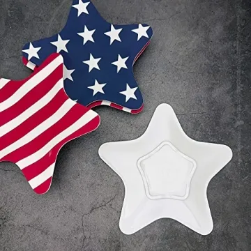 Set of 4 Melamine Star Plates for 4th of July Celebrations
