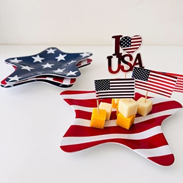 Set of 4 Melamine Star Plates for 4th of July Celebrations