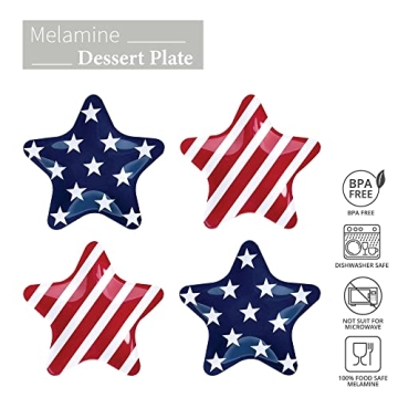 Set of 4 Melamine Star Plates for 4th of July Celebrations