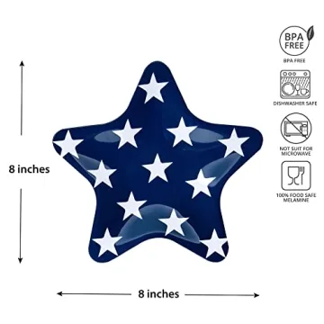 Set of 4 Melamine Star Plates for 4th of July Celebrations