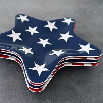 Set of 4 Melamine Star Plates for 4th of July Celebrations