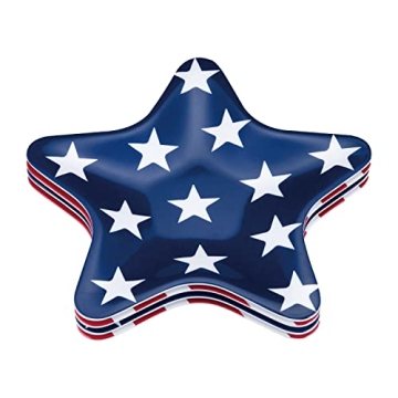 Set of 4 Melamine Star Plates for 4th of July Celebrations