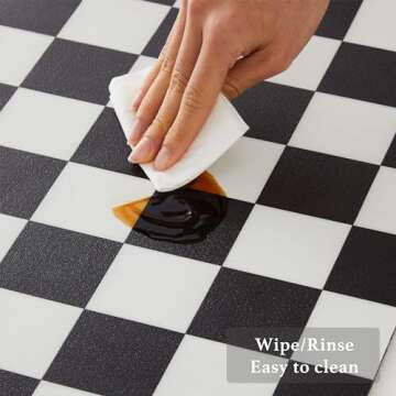 Ohocut Checkered Dish Drying Mat for Kitchen Counter, Coffee Bar, Coffee Station Accessories, Retro Cute Aesthetic Absorbent Coffee Mat Kitchen Drying Mat Easy Clean, Black Checkered 12" x 19"