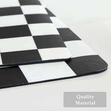 Ohocut Checkered Dish Drying Mat for Kitchen Counter, Coffee Bar, Coffee Station Accessories, Retro Cute Aesthetic Absorbent Coffee Mat Kitchen Drying Mat Easy Clean, Black Checkered 12" x 19"
