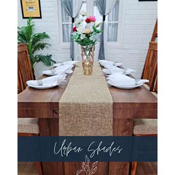 Parfair Dessin 13x48 inch 4Ft Burlap Jute Textured Polyester High Density 650 GSM Fabric Table Runner Dresser Dining Wedding Party Fall Decorations : Natural