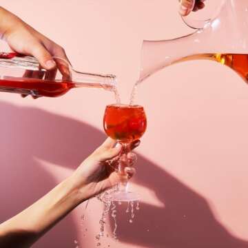 The Wine Savant Aesthetic Cloud Elegant Crystal Wine & Water Glasses, Hand Blown, Premium Trendy Sand Blasted Glasses - Stemmed Red White Wine Glasses, 100% Lead-Free - Pinot Noir - 7 oz Rim