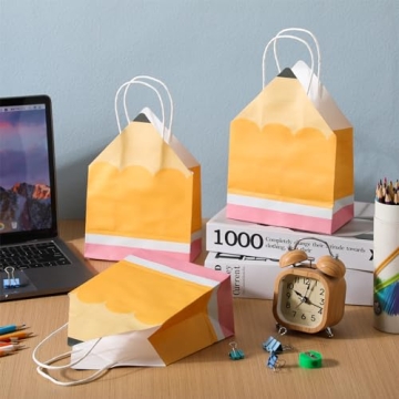 Cute Pencil Shaped Teacher Gift Bags - 12 Pack