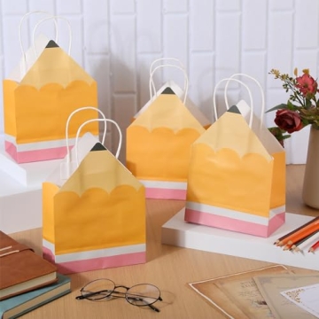Cute Pencil Shaped Teacher Gift Bags - 12 Pack