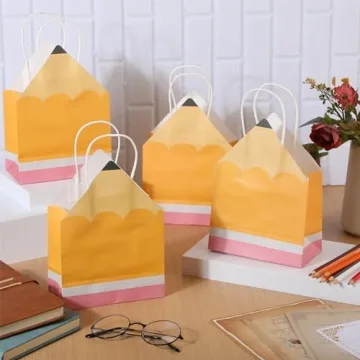 Cute Pencil Shaped Teacher Gift Bags - 12 Pack
