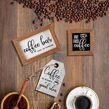 Buy Rustic Coffee Bar Decor Signs for Home Styling