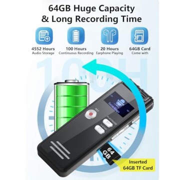 64GB Voice Activated Recorder with Dual MIC