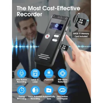 64GB Voice Activated Recorder with Dual MIC