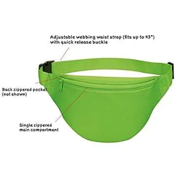 BuyAgain Unisex 2-Zipper Fanny Pack for Travel and Sports
