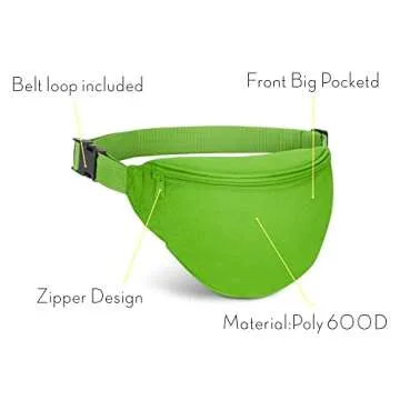 BuyAgain Unisex 2-Zipper Fanny Pack for Travel and Sports