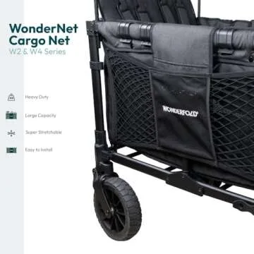 WONDERFOLD Heavy Duty Stroller Wagon Cargo Net for Extra Storage Space with Super Stretchable Netting & Large Storage Capacity (Fits W2 & W4 Wagons Only), Black