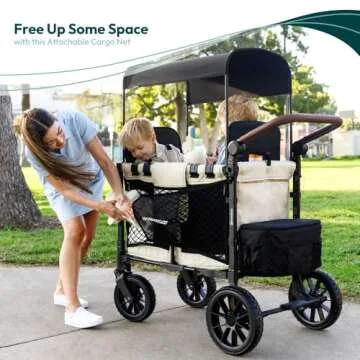 WONDERFOLD Heavy Duty Stroller Wagon Cargo Net for Extra Storage Space with Super Stretchable Netting & Large Storage Capacity (Fits W2 & W4 Wagons Only), Black