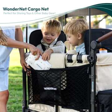 WONDERFOLD Heavy Duty Stroller Wagon Cargo Net for Extra Storage Space with Super Stretchable Netting & Large Storage Capacity (Fits W2 & W4 Wagons Only), Black