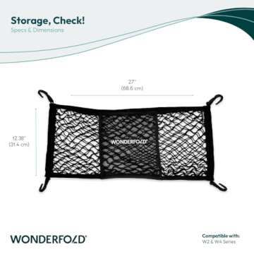 WONDERFOLD Heavy Duty Stroller Wagon Cargo Net for Extra Storage Space with Super Stretchable Netting & Large Storage Capacity (Fits W2 & W4 Wagons Only), Black