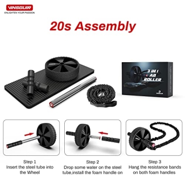Vinsguir Ab Roller Wheel Kit for Core Strength and Fitness