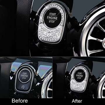 Pursuestar Bling Bling Crystal Button Start Ignition Control Switch Cover Car Interior Accessories T...