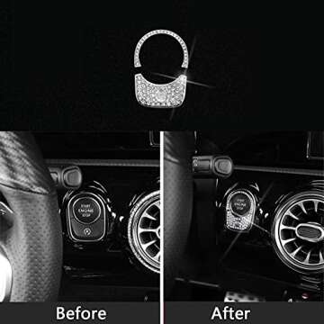 Pursuestar Bling Bling Crystal Button Start Ignition Control Switch Cover Car Interior Accessories Trim Sticker Decals for Mercedes Benz A B Class GLB GLA CLA 2019 2020 2021 2022