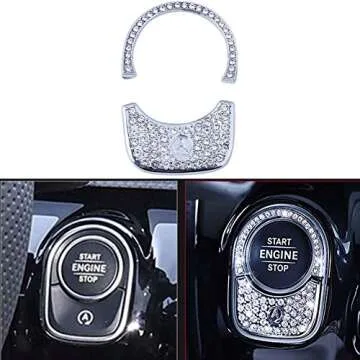 Pursuestar Bling Bling Crystal Button Start Ignition Control Switch Cover Car Interior Accessories Trim Sticker Decals for Mercedes Benz A B Class GLB GLA CLA 2019 2020 2021 2022