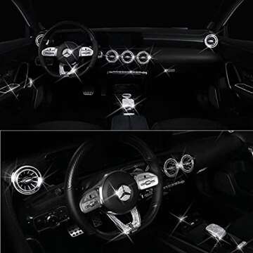 Pursuestar Bling Bling Crystal Button Start Ignition Control Switch Cover Car Interior Accessories Trim Sticker Decals for Mercedes Benz A B Class GLB GLA CLA 2019 2020 2021 2022