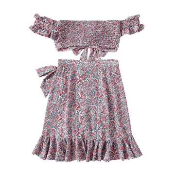 Floral Ruffle Cami and Wrap Skirt Set for Women