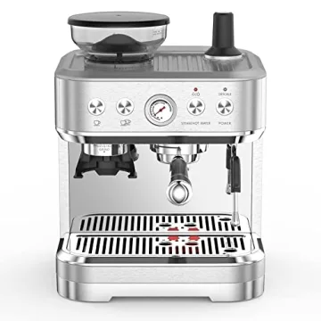 Acekool Espresso Coffee Machine with Milk Steamer, Large 77 oz Tank, Stainless Steel Design for Latt...