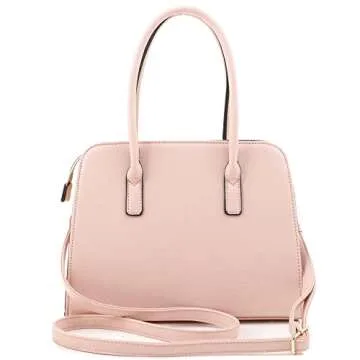 Womens Girls Lovely Large Bow Accent Vegan Leather Satchel Tote Handbag Purse (Pink)