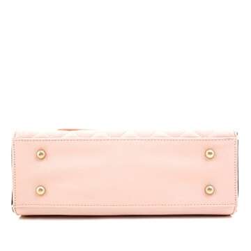 Womens Girls Lovely Large Bow Accent Vegan Leather Satchel Tote Handbag Purse (Pink)