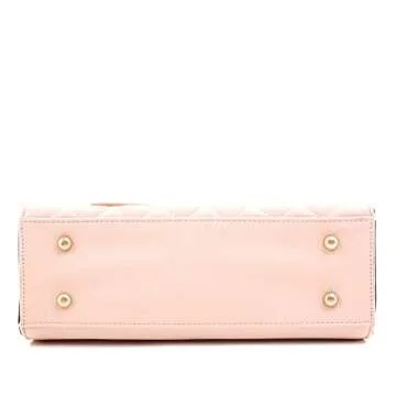 Womens Girls Lovely Large Bow Accent Vegan Leather Satchel Tote Handbag Purse (Pink)