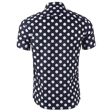 CATERTO Men's Casual Polka Dot Shirt for Summer Style