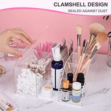 Noverlife Eyelash Beauty Organizer, Display Rack Organizer, Clear Makeup Organizer, Eyelash Extension Supplies Storage Display Box for Grafting Lash Extension, Home & Eyelash Salon - Transparent