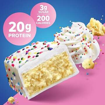 Pure Protein Bars, High Protein, Nutritious Snacks to Support Energy, Low Sugar, Gluten Free, Birthday Cake, 1.76 Ounce (Pack of 6)