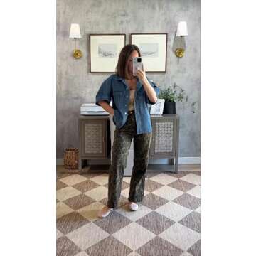 Imily Bela Womens Cropped Denim Jackets Oversized Fall Casual Short Sleeve Jean Shirts Shackets with Pockets