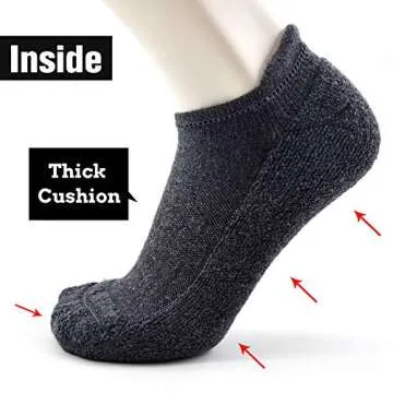 Busy Socks Ankle Wool Cycling Jogging Socks Women, Women's Non Blister Soft Merino Wool Socks Thick Cushion Climbing Socks, Dark Grey, Medium, 3 Pairs