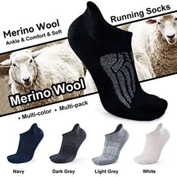 Busy Socks Ankle Wool Cycling Jogging Socks Women, Women's Non Blister Soft Merino Wool Socks Thick Cushion Climbing Socks, Dark Grey, Medium, 3 Pairs
