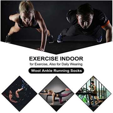 Busy Socks Ankle Wool Cycling Jogging Socks Women, Women's Non Blister Soft Merino Wool Socks Thick Cushion Climbing Socks, Dark Grey, Medium, 3 Pairs