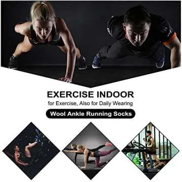 Busy Socks Ankle Wool Cycling Jogging Socks Women, Women's Non Blister Soft Merino Wool Socks Thick Cushion Climbing Socks, Dark Grey, Medium, 3 Pairs