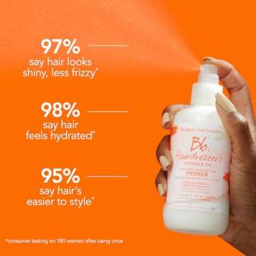 Bumble and bumble. Hairdresser's Invisible Oil Heat/UV Protection Leave-In Conditioner Hair Primer | Hydrating, Anti Frizz, Color Safe | Straight, Coily | With Argan Oil + Coconut Oil, 4.2 Fl Oz