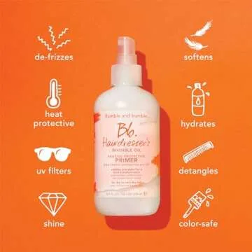 Bumble and bumble. Hairdresser's Invisible Oil Heat/UV Protection Leave-In Conditioner Hair Primer | Hydrating, Anti Frizz, Color Safe | Straight, Coily | With Argan Oil + Coconut Oil, 4.2 Fl Oz