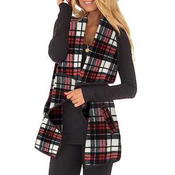 Unidear Red Buffalo Plaid Christmas Sweater Vest for Women
