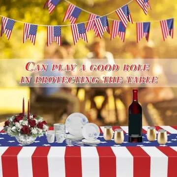 2 Pack Patriotic Tablecloth, Patriotic Decorations 54" x 108" Disposable Plastic Tablecloth, Birthday Party Table Cloth for Kids, Patriotic Themed Party Supplies for Outside, Picnic, Camping, Memorial