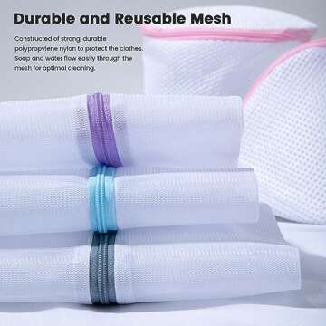 Set of 8 Mesh Laundry Bags Travel Storage Bag, Clothing Washing Bags for Laundry, Blouse, Bra, Hosiery, Stocking, Underwear, Lingerie Seamei