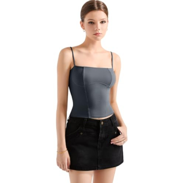 SUUKSESS Women Bustier No Boning Corset Tops for Trendy Y2K Style, Dark Storm